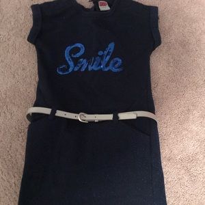 Kids navy dress with a belt